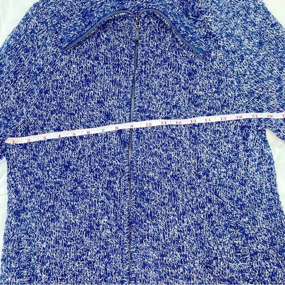Vintage L.L. Bean Navy Blue Marled Cardigan Zip Up Sweater With 100% Cotton - Picture 17 of 17